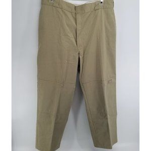 Dickie's mens tan loose fit double knee work pants 40x32